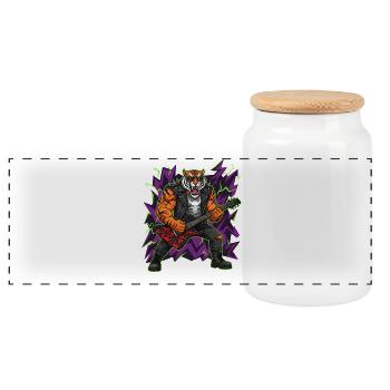 Heavy Metal Rocker Animal Guitar Tiger Rock Music - Boîte à biscuits avec couvercle en bois - blanc - Devant