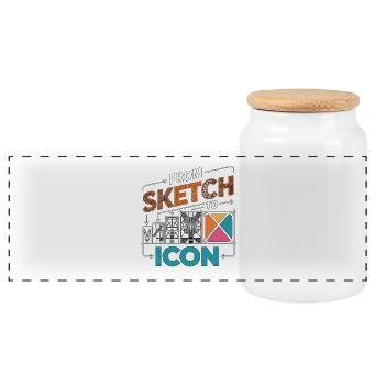 Logo Designer From Sketch To Icon Graphic Designer - Panoramic Cookie Jar with Wooden Lid - white - Front
