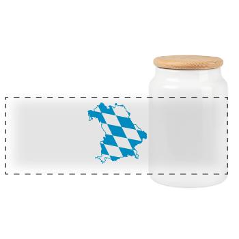 Carte de la Bavière avec motif de losanges bleu et blanc - Boîte à biscuits avec couvercle en bois - blanc - Devant