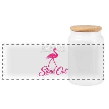 Flamingo Statement - Panoramic Cookie Jar with Wooden Lid - white - Front