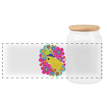 Spring Retro Chick Chicken Kids Easter - Panoramic Cookie Jar with Wooden Lid - white - Front