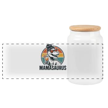 Mamasaurus Mama Mutter Geschenkidee Humor Lustig - Panorama Keksdose mit Holzdeckel - Weiß - Vorne
