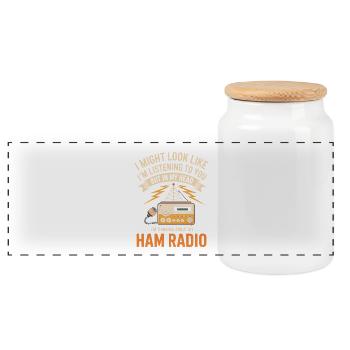 Ham Radio Tee - Boîte à biscuits avec couvercle en bois - blanc - Devant