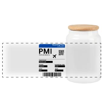 Mallorca Flugticket Design Boarding Pass Shirt  - Panorama Keksdose mit Holzdeckel - Weiß - Vorne