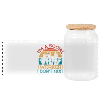 Social Worker Quote I Don´t Quit Social Work - Panorama Keksdose mit Holzdeckel - Weiß - Vorne