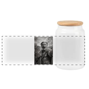  Caesar Selfie - Panorama Keksdose mit Holzdeckel - Weiß - Vorne
