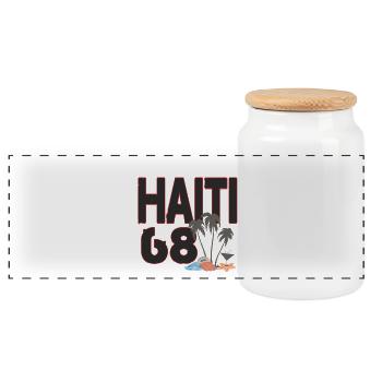 Haiti 68 mit Insel Flair  - Panorama Keksdose mit Holzdeckel - Weiß - Vorne
