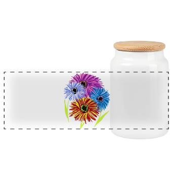 Blumen Sommer Garten Blume Blüten Flora - Panorama Keksdose mit Holzdeckel - Weiß - Vorne
