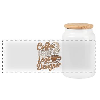 Logo Designer Coffee Graphic Artist Coffee Lover - Panorama Keksdose mit Holzdeckel - Weiß - Vorne
