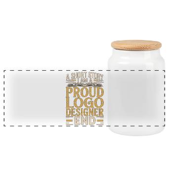 Logo Designer A Short Story I Am A Brand Designer - Panoramic Cookie Jar with Wooden Lid - white - Front