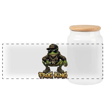 Roi grenouille Gangsters Vêtements de ville - Boîte à biscuits avec couvercle en bois - blanc - Devant