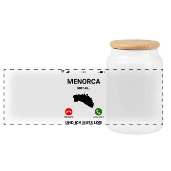Menorca Ruft An Urlaub Balearen Insel Idee - Panorama Keksdose mit Holzdeckel - Weiß - Vorne