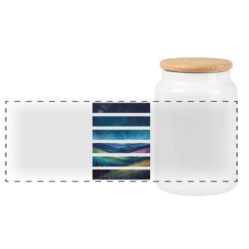 Night Landscapes Layers - Panoramic Cookie Jar with Wooden Lid - white - Front