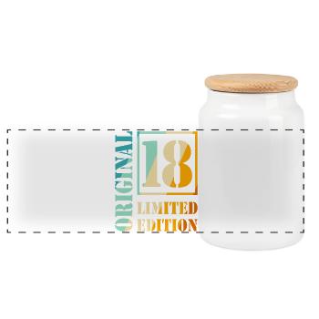 18th Birthday Boy Girl Teenager Original 18 - Panoramic Cookie Jar with Wooden Lid - white - Front