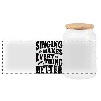Singing makes everything better - schwarz - Panorama Keksdose mit Holzdeckel - Weiß - Vorne