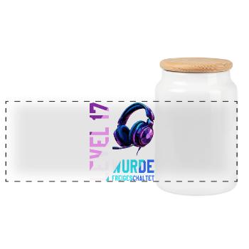 17. Geburtstag Junge Mädchen Teenager Level 17 - Panorama Keksdose mit Holzdeckel - Weiß - Vorne