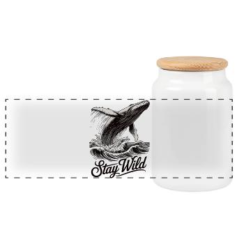Stay Wild Whale Ocean Vintage Line Art Shirt - Boîte à biscuits avec couvercle en bois - blanc - Devant