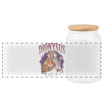 Portrait of Dionysus with a wreath of vine leaves - Panoramic Cookie Jar with Wooden Lid - white - Front