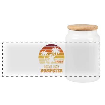 Not My Dumpster Palm Trees Sunset - Panoramic Cookie Jar with Wooden Lid - white - Front