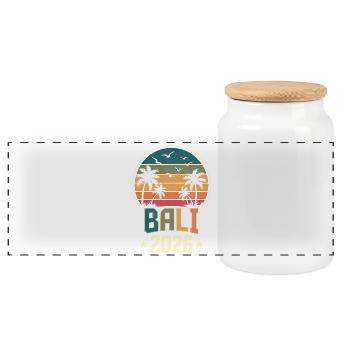 Bali 2026 - Panorama Keksdose mit Holzdeckel - Weiß - Vorne
