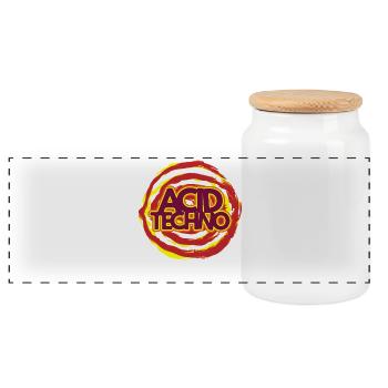Logo néon Acid Techno - Boîte à biscuits avec couvercle en bois - blanc - Devant