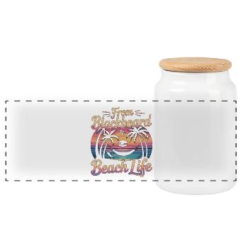Retired Teacher From Blackboard To Beach Educator - Panoramic Cookie Jar with Wooden Lid - white - Front