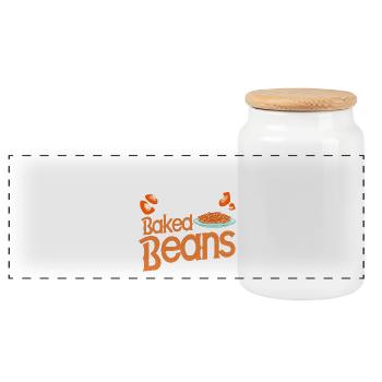 Just Really Like Baked Beans - Panoramic Cookie Jar with Wooden Lid - white - Front