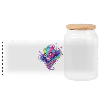 Bourdonnement de couleur crâne néon - Boîte à biscuits avec couvercle en bois - blanc - Devant