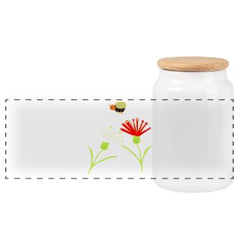 Bee Flower Flowers Children Insect - Panoramic Cookie Jar with Wooden Lid - white - Front