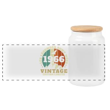 1966 Vintage Rétro Cadeau D'anniversaire - Boîte à biscuits avec couvercle en bois - blanc - Devant