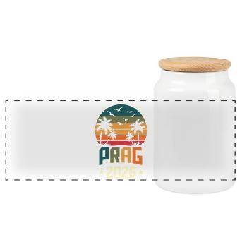 Prag 2026 - Panorama Keksdose mit Holzdeckel - Weiß - Vorne