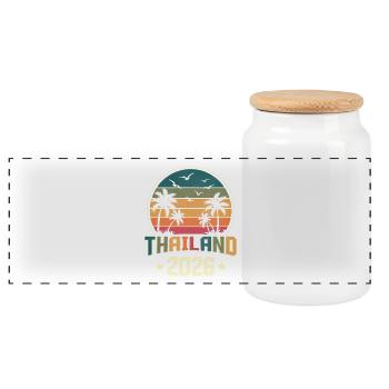 Thaïlande 2026 - Boîte à biscuits avec couvercle en bois - blanc - Devant