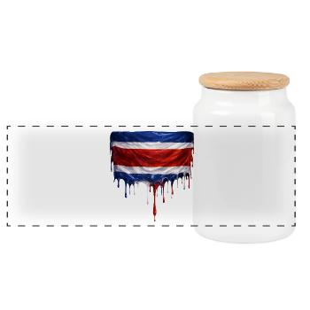 Costa Rica Dripping Flag - Panoramic Cookie Jar with Wooden Lid - white - Front