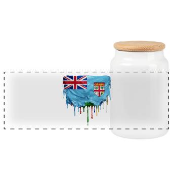 Drapeau dégoulinant des Fidji - Boîte à biscuits avec couvercle en bois - blanc - Devant