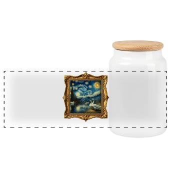 Emdengans Starry Night - Panoramic Cookie Jar with Wooden Lid - white - Front