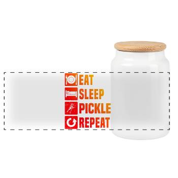 Pickleball Athlete Gift for Pickleball pro Fans - Panoramic Cookie Jar with Wooden Lid - white - Front