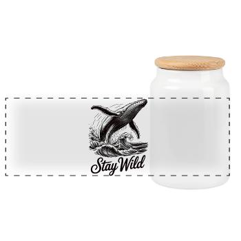 Wal Ozean Wellen Outdoor Vintage Natur Shirt - Panorama Keksdose mit Holzdeckel - Weiß - Vorne