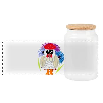 Anniversaire Fête des Mères Poulet Poule Poule Poule - Boîte à biscuits avec couvercle en bois - blanc - Devant
