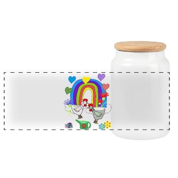 Fleurs arc-en-ciel fantastiques pour enfants poules - Boîte à biscuits avec couvercle en bois - blanc - Devant
