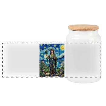 Dionysus Starry Night - Panoramic Cookie Jar with Wooden Lid - white - Front