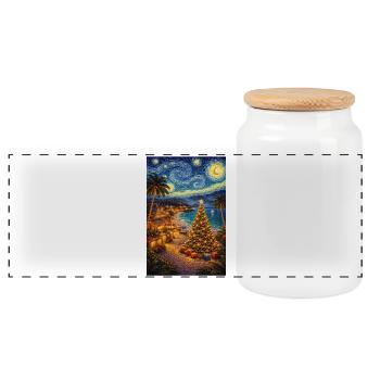 Weihnachten im Sommer Starry Night  - Panorama Keksdose mit Holzdeckel - Weiß - Vorne