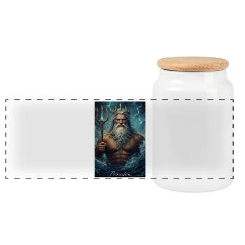 Portrait de Poséidon - Boîte à biscuits avec couvercle en bois - blanc - Devant