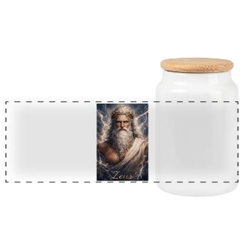Zeus Porträt - Panorama Keksdose mit Holzdeckel - Weiß - Vorne