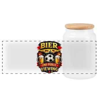Bier & Public Viewing – Fußballfeier Deutschland - Panorama Keksdose mit Holzdeckel - Weiß - Vorne