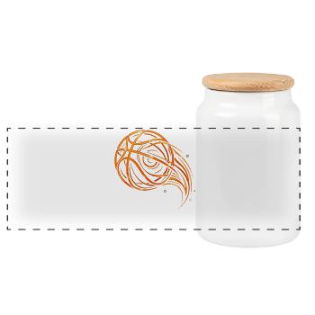 Sparkling Basketball - Basketball Fan Bsketballer - Panoramic Cookie Jar with Wooden Lid - white - Front