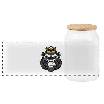 Couronne de tête de gorille - Boîte à biscuits avec couvercle en bois - blanc - Devant