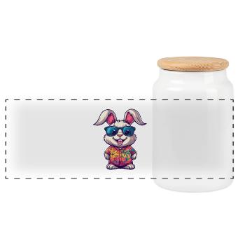 Bunny Comic Holiday - Boîte à biscuits avec couvercle en bois - blanc - Devant