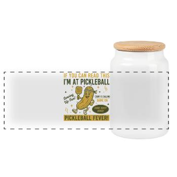 Pickleball-lustiger Spieler liebt Gurkenball - Panorama Keksdose mit Holzdeckel - Weiß - Vorne
