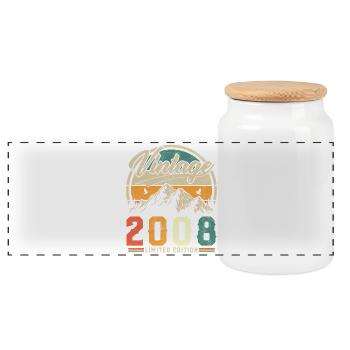 2008 Vintage Rétro Cadeau d’anniversaire - Boîte à biscuits avec couvercle en bois - blanc - Devant