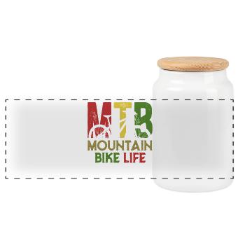 MTB Mountainbike Life Retro-Grafik - Panorama Keksdose mit Holzdeckel - Weiß - Vorne
